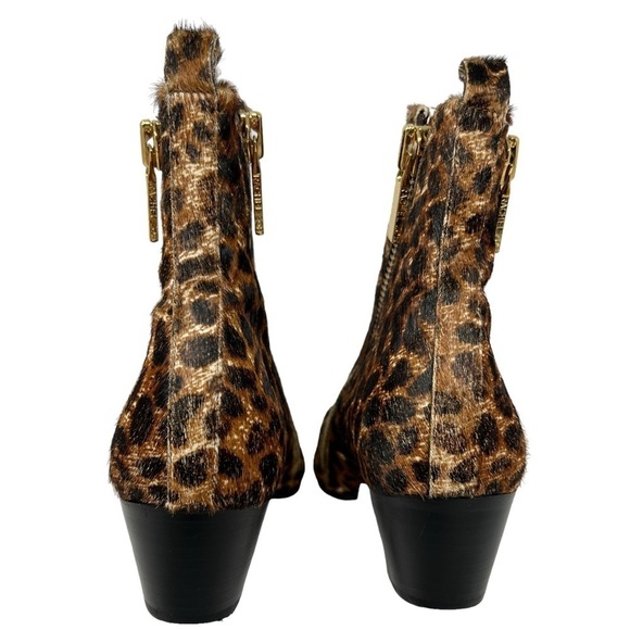 Rachel Zoe Leopard Print Calf Hair Leather Low Heel Ankle Booties Boots Size 7.5 - Picture 5 of 16